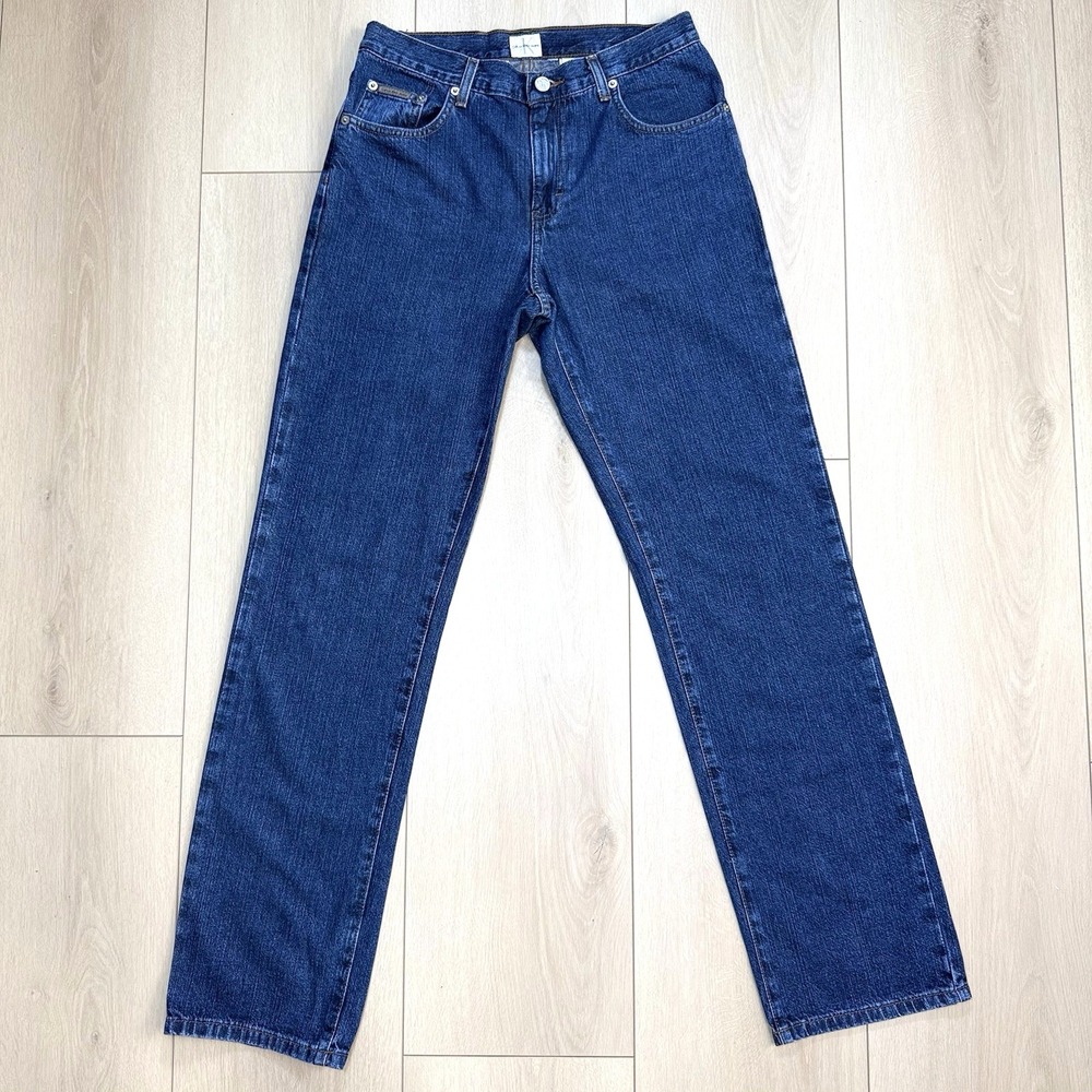 VTG Y2K Calvin Klein Jeans Womens 4 Blue Straight Leg Denim Pants NWOT Mexico CK